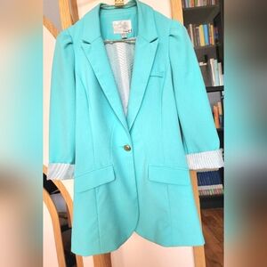 Dynamite Fitted Blazer Light Turquoise Elbow Lenght Sleeves  Size Medium